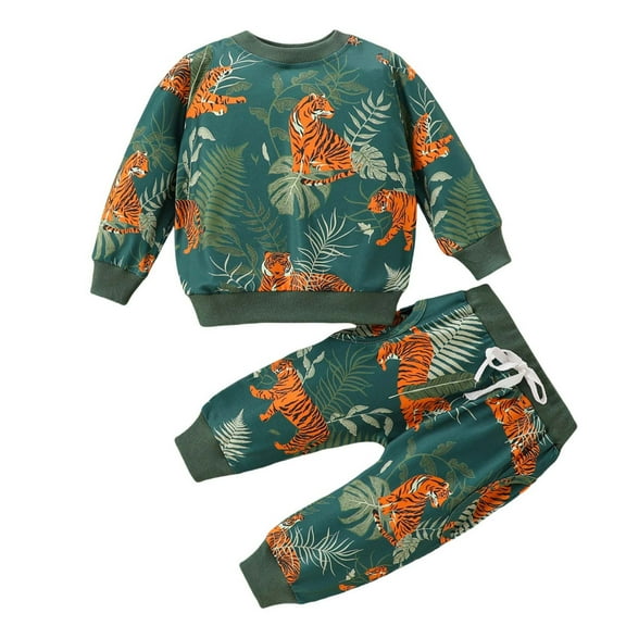 Utoimkio Toddler Baby Boy Long Sleeve Pullover Sweatshirt & Pants Outfit Set 2 Piece Sweatsuit Fall Clothes