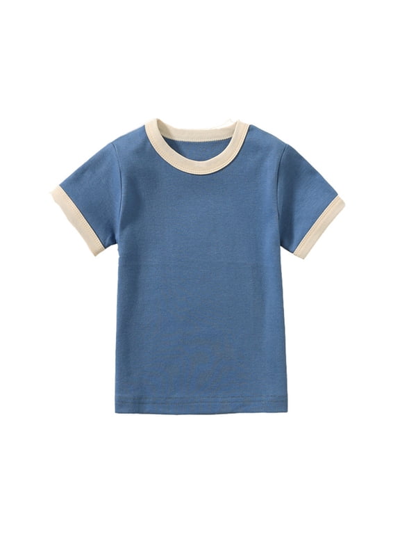 Toddler Baby Boys Girls Cotton Short Sleeve T-Shirt Baby Summer Solid Crewneck Tees Tops for Boys Girls 2-6 Years