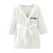 Utoimkio Clearance Toddler Baby Boys Girls Hooded Bathrobe Soft Flannel Bath Robe Long Sleeve Warm Pajamas Dressing Night Gown Sleepwear