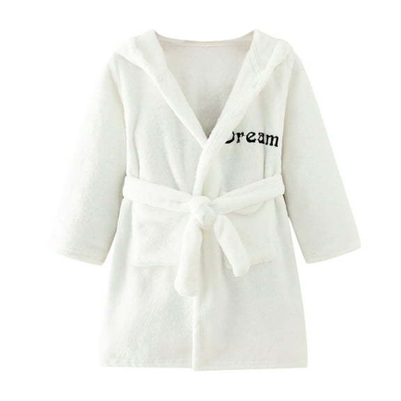 Utoimkio Toddler Baby Boys Girls Hooded Bathrobe Soft Flannel Bath Robe Long Sleeve Warm Pajamas Dressing Night Gown Sleepwear