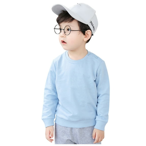 Utoimkio Toddler Baby Boys Girls Long Sleeve Pullover Sweatshirts Solid Cotton Pullover Tops for Boys Girls 0-8 Years