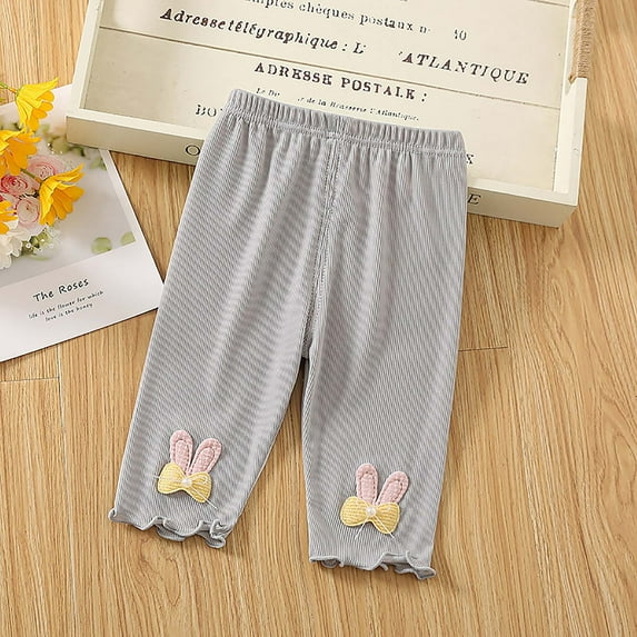 Utoimkio Toddler Baby Girls Summer Cropped Pajama Pants Elastic Waisted Pajama Bottom Lounge Pants for Kids Toddler Girls