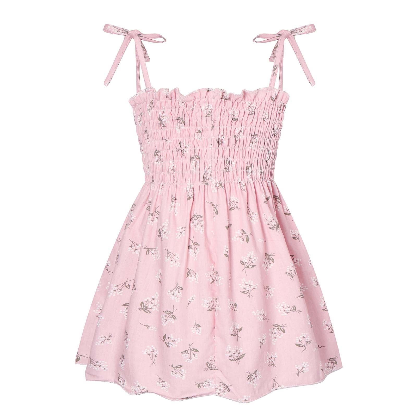 Utoimkio Girl's Floral Print Crisscross Halter Casual Dress, Pink, Size 2 to 3 Years