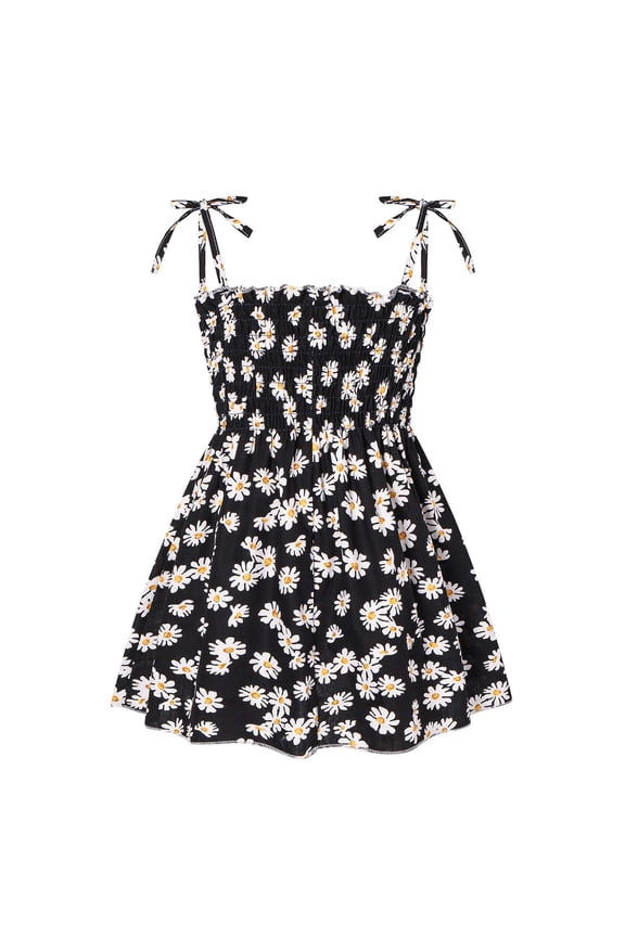 Toddler Baby Girls Summer Outfits Overalls Floral Print Princess Dress Crisscross Halter Casual Party Dresses Summer Clothes for Girls 1-6 Years