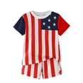thumbnail image 1 of Utoimkio Toddler Boy Girls 4th of July Summer Outfits Short Sleeve T-Shirt and Shorts 2Pcs Cute Print Summer Clothes Size 4-8T, 1 of 6