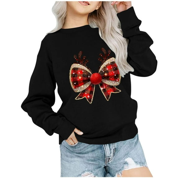 Utoimkio Toddler Boy Girls Christmas Crewneck Sweatshirts Long Sleeve Shirts Cute Print Pullover Sweatshirts Tee Tops Little Boy Girls Fall Winter Clothes for Kids