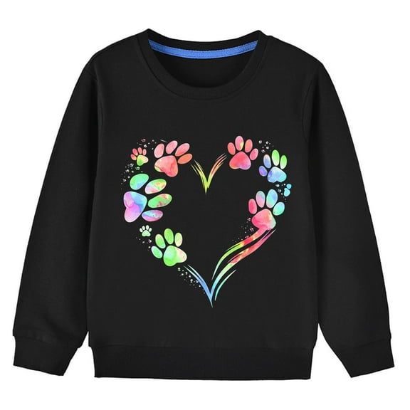 Utoimkio Toddler Boy Girls Cotton Pullover Sweatshirts Long Sleeve Shirts Cute Print Crewneck Sweatshirts Tee Tops Little Boy Girls Fall Winter Clothes for Kids