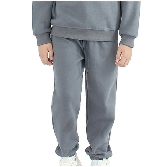 Utoimkio Toddler Boy Girls Solid Color Plush Warm Sweatpants Active Jogger Pants Casual Pull-On Pants Drawstring Sweat Pants for Little Boys Girls 4-12 Years