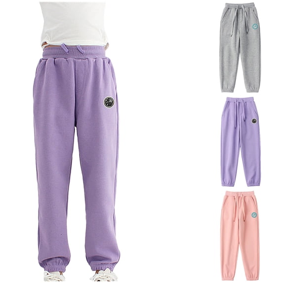 Utoimkio Toddler Boy Girls Solid Color Plush Warm Sweatpants Active Jogger Pants Casual Pull-On Pants Drawstring Sweat Pants for Little Boys Girls 4-12 Years