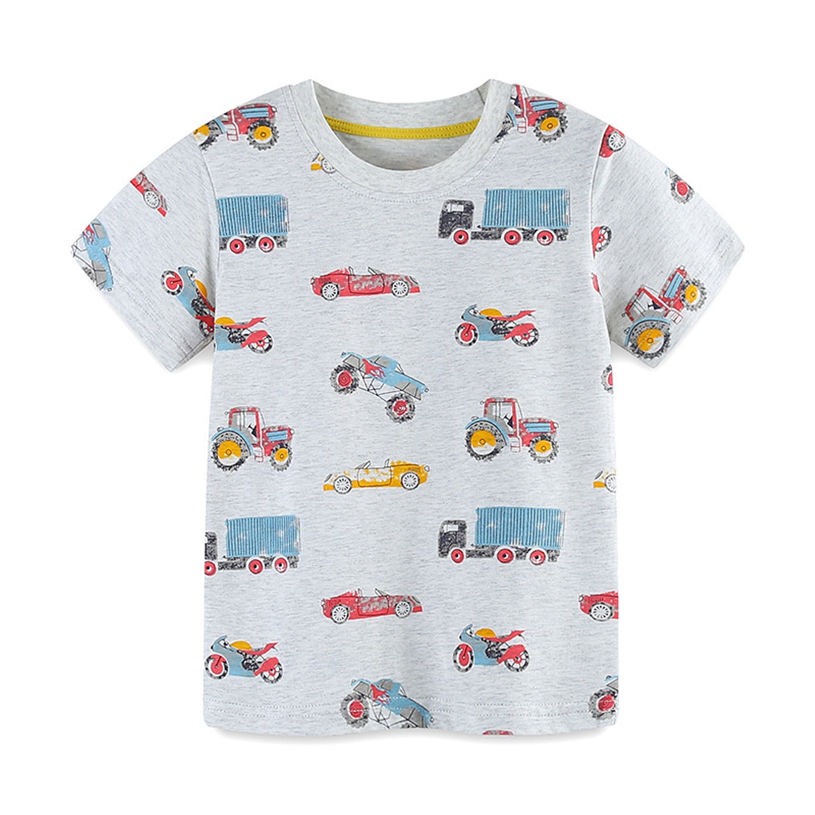 Kids Boys T shirt Tee Animal Cartoon Short Sleeve Crewneck Cotton Children Top Casual