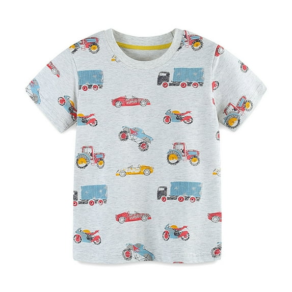Utoimkio Toddler Boys Cartoon Print Short Sleeve T-Shirts Summer Casual Crewneck Tee Tops for Boys 2-7 Years