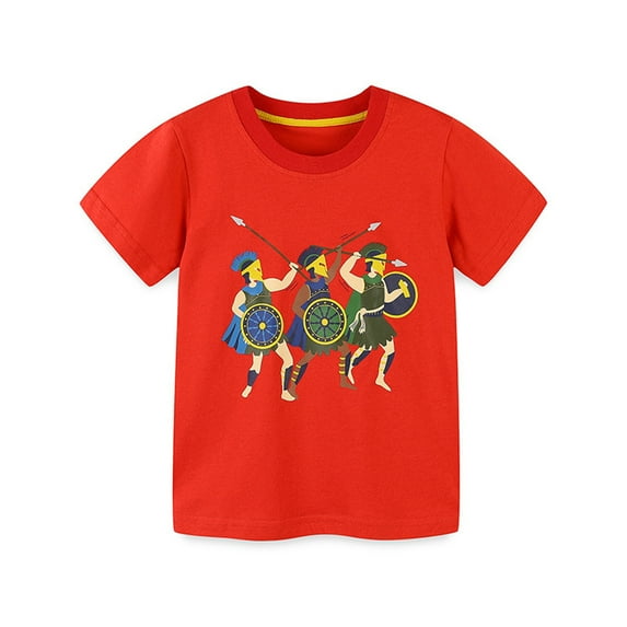 Utoimkio Toddler Boys Cartoon Print Short Sleeve T-Shirts Summer Casual Crewneck Tee Tops for Boys 2-7 Years
