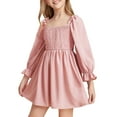 thumbnail image 1 of Utoimkio Toddler Girls Ruffle Princess Dress Square Neck Long Sleeve Formal Party Dress Summer Outfits Clothes Size 3-10Y, 1 of 5