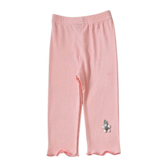 Utoimkio Clearance Toddler Girls Solid Color Capri Leggings Stretchy Home Lounge Pants for Kids Daily Wear Size 1-7T