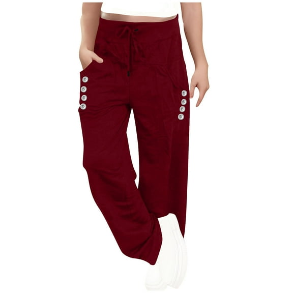 Utoimkio Toddler Girls Wide Leg Pants High Waisted Drawstring Flared Pants with Pockets Size 5-12T