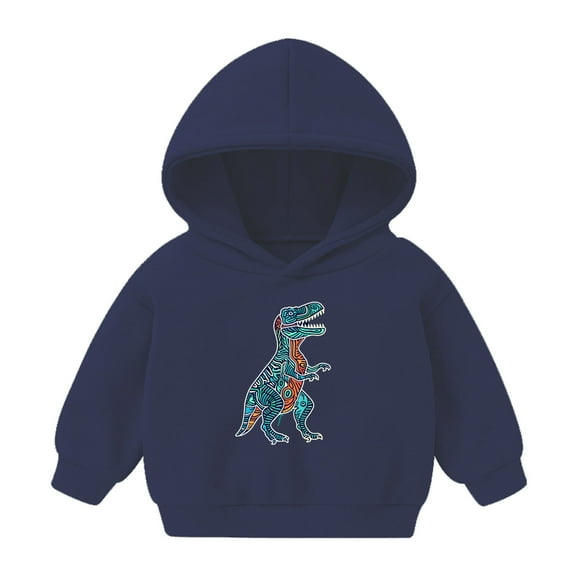 Utoimkio Toddler Kid Boy Girls Long Sleeve Hooded Sweatshirts Cute Dinosaur Print Pullover Top Fall Blouses for Kids