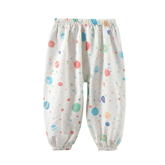 Utoimkio Toddler Kids Baby Boy Girls Cotton Elastic Basic Harem Long Pants Bloomers Casual Print Summer Pajamas Pants Size 1-7T