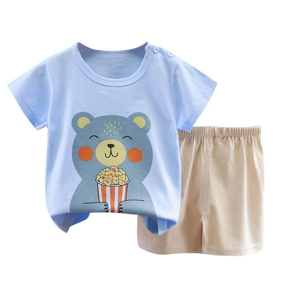 Utoimkio Toddler Summer Clothes Short Sleeve T-Shirt and Shorts 2Pcs Cute Print Summer Outfits Size 0-6T
