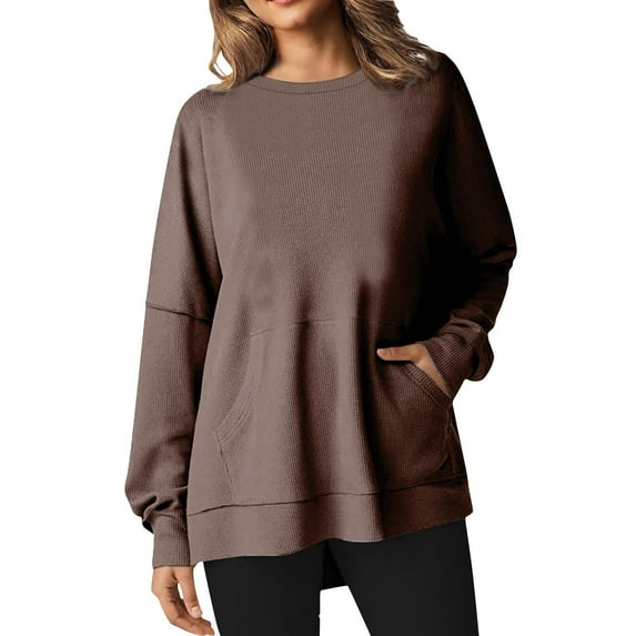 Utoimkio Tunic Tops for Women Plus Size Long Sleeve Solid Color Shirts Crewneck Pullover Tee Blouses for Women