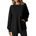 thumbnail image 1 of Utoimkio Clearance Tunic Tops for Women Plus Size Long Sleeve Solid Color Shirts Crewneck Pullover Tee Blouses for Women, 1 of 6