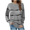 thumbnail image 1 of Utoimkio Tunic Tops for Women Plus Size Long Sleeve Striped Shirts Crewneck Pullover Tee Blouses for Women, 1 of 1