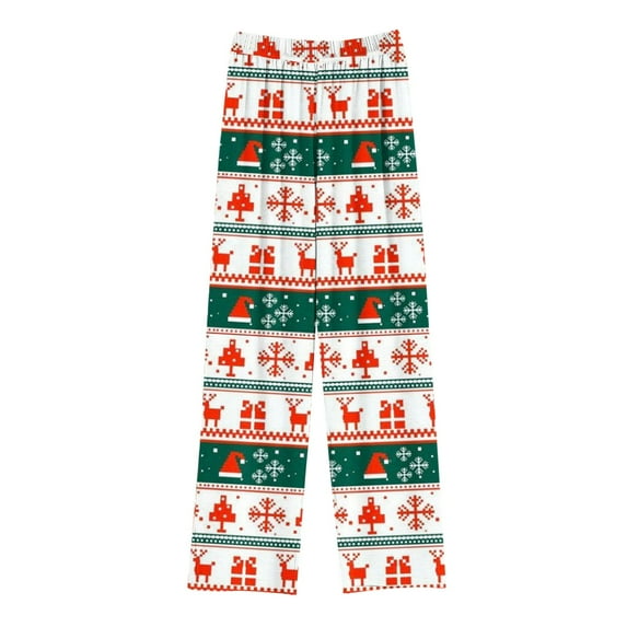 Utoimkio Unisex Boys Girls Christmas Snowflake Elk Print Pajama Pants Sleep Pants Soft Elastic Waist Kids Pajama Bottoms Christmas Lounge Pants with Pockets for Little Boy Girls 4-14 Years