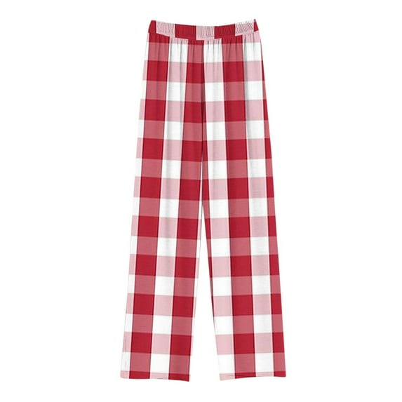 Utoimkio Unisex Boys Girls Pajama Pants Sleep Pants Soft Elastic Waisted Kids Pajama Bottoms Plaid Print Lounge Pants with Pockets for Little Boy Girls 4-14 Years