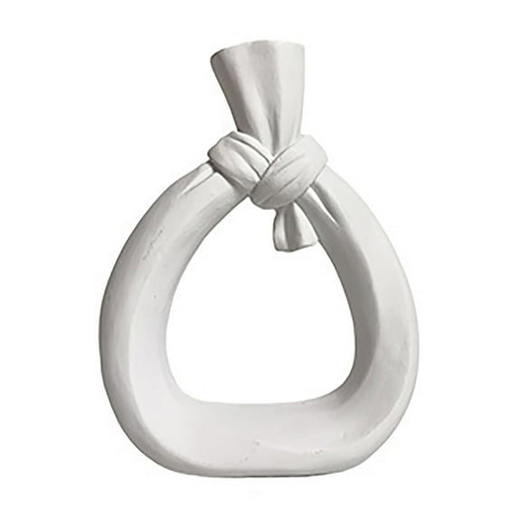 Utoimkio White Resin Flower Vase,Hollow Oval Vase for Home Decor Office Decoration,Modern Geometric Vases Figurines Ornament for Living Room Bedroom Dining Table