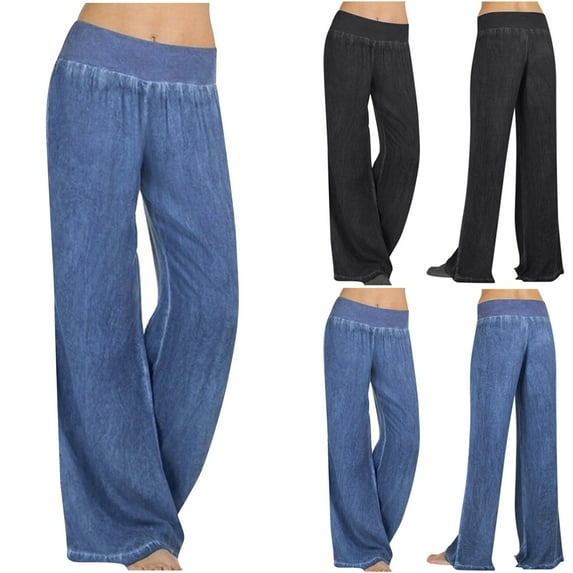 Utoimkio Wide Leg Dress Pants for Women High Waisted Pull On Casual Lounge Pants Elastic Waist Dressy Trousers for Women