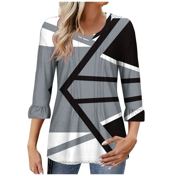 Utoimkio Women's 3/4 Sleeve Shirts Fall Tops Casual Loose Fit Dressy Fashion Basic Outfits Trendy Clothes 2025