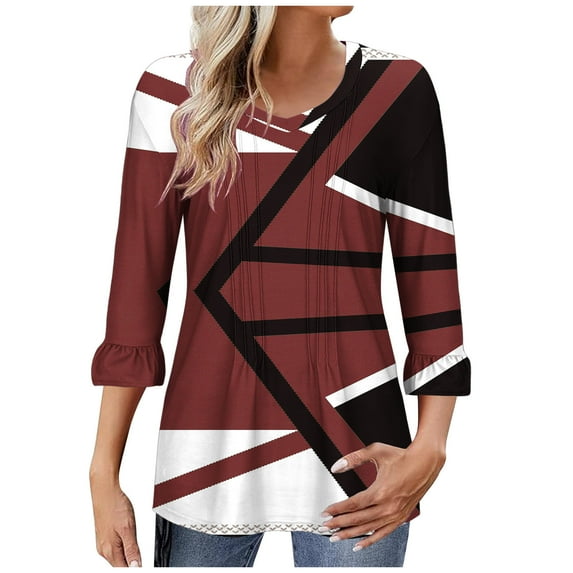 Utoimkio Women's 3/4 Sleeve Shirts Fall Tops Casual Loose Fit Dressy Fashion Basic Outfits Trendy Clothes 2025