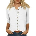 thumbnail image 1 of Utoimkio Clearance Women's 3/4 Sleeve Tops Casual Button Down Shirts for Women Loose Fit Casual Solid Color Blouses for Women, 1 of 4