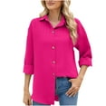 thumbnail image 1 of Utoimkio Women's Button Down Solid Color Shirts Classic Fit Long Sleeve Collared Tops Work Office Blouses for Women, 1 of 8