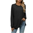 thumbnail image 1 of Utoimkio Women's Casual Fall Tops 2025 Crewneck Long Sleeve Shirts Dropped Shoulder Loose Fit Basic T Shirts Fall Tee Clothes, 1 of 9