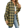 thumbnail image 1 of Utoimkio Women's Casual Lapel Button Down Long Plaid Shirt Coat Fall Winter Long Sleeve Shacket Jackets for Women, 1 of 7