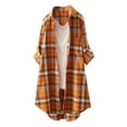 thumbnail image 1 of Utoimkio Women's Casual Long Plaid Shacket Long Sleeve Button Down Oversized Shirt Jacket Coats for Women, 1 of 3