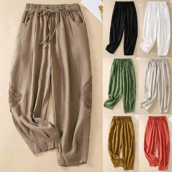 Utoimkio Women's Casual Loose Lounge Pants High Waisted Drawstring Straight Leg Trousers Pants for Women with Pockets