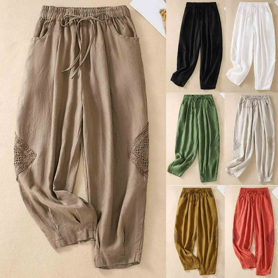 Utoimkio Women's Casual Loose Lounge Pants High Waisted Drawstring Straight Leg Trousers Pants for Women with Pockets