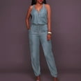 thumbnail image 1 of Utoimkio Women's Casual Off Shoulder Denim Jumpsuits Overalls Casual Sleeveless Rompers, 1 of 3
