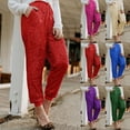 thumbnail image 1 of Utoimkio Clearance Women's Casual Sparkle Sequin Straight Leg Pants Party Home High Waisted Lounge Pants for Women with Pockets, 1 of 7