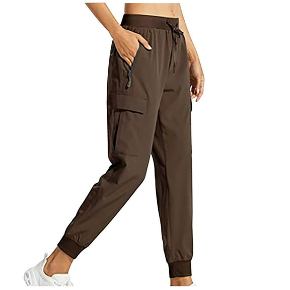 Utoimkio Women's Casual Straight Leg Cargo Pants High Waisted Drawstring Joggers Sweat Pants with Pockets for Women