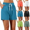 thumbnail image 1 of Utoimkio Women's Cotton Linen Drawstring Athletic Shorts Casual Summer Loose Sweat Shorts Elastic Waist Lounge Running Shorts with Pockets, 1 of 7