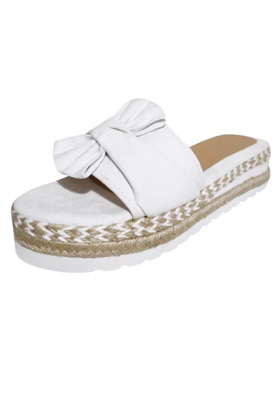 Women's Flat Sandals Fashion Slides with Weaving Thick Bottom Flock Slippers Summer Casual Flat Shoes