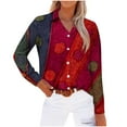 thumbnail image 1 of Utoimkio Women's Floral Print Button Down Shirts Classic Fit Long Sleeve Collared Tops Work Office Blouses for Women, 1 of 4