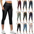 thumbnail image 1 of Utoimkio Women's High Waisted Capri Yoga Pants Elastic Quick Dry Cropped Workout Pants Reflective Yoga Pants for Women with Pockets, 1 of 3