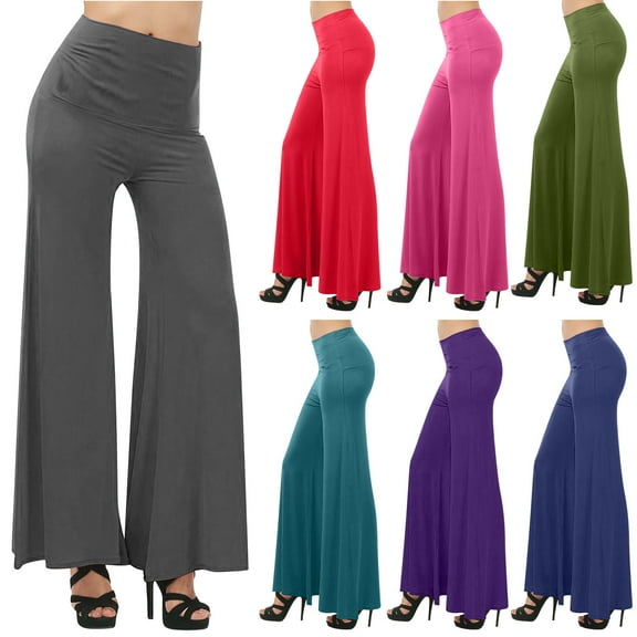 Utoimkio Women's High Waisted Wide Leg Pants Casual Loose Flowy Bell Bottom Flare Pants for Women