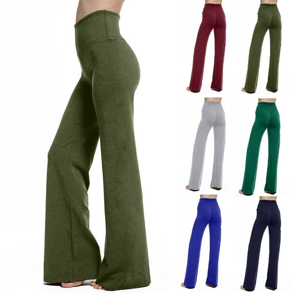 Utoimkio Women's High Waisted Wide Leg Yoga Pants Summer Casual Loose Workout Yoga Flared Leggings for Women