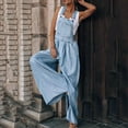 thumbnail image 1 of Utoimkio Women's Linen Overalls Bib Casual Loose Sleeveless Romper One Piece Wide Leg Jumpsuit for Women with Pockets, 1 of 9