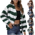 thumbnail image 1 of Utoimkio Women's Long Sleeve Button Down V Neck Classic Sweater Knit Cardigan Striped Print Warmer Outwear, 1 of 9