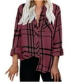 thumbnail image 1 of Utoimkio Women's Long Sleeve Plaid Shirts Lapel Button Down Jacket Coats for Women with Pockets, 1 of 8